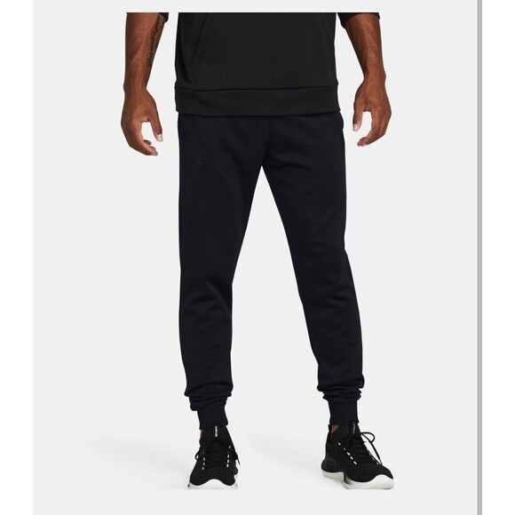 NWT Under Armour Fleece Joggers Men's 2XL Black Loose Pants Pockets Drawstring - Picture 1 of 10